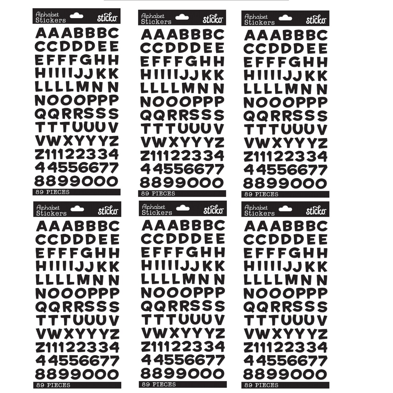 Multipack of 6 - Sticko Alphabet Stickers - Funhouse, Black Metallic, 89pcs